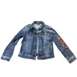 DKNY Girls' Denim Jacket – Size Small – Sequin Logo Detail